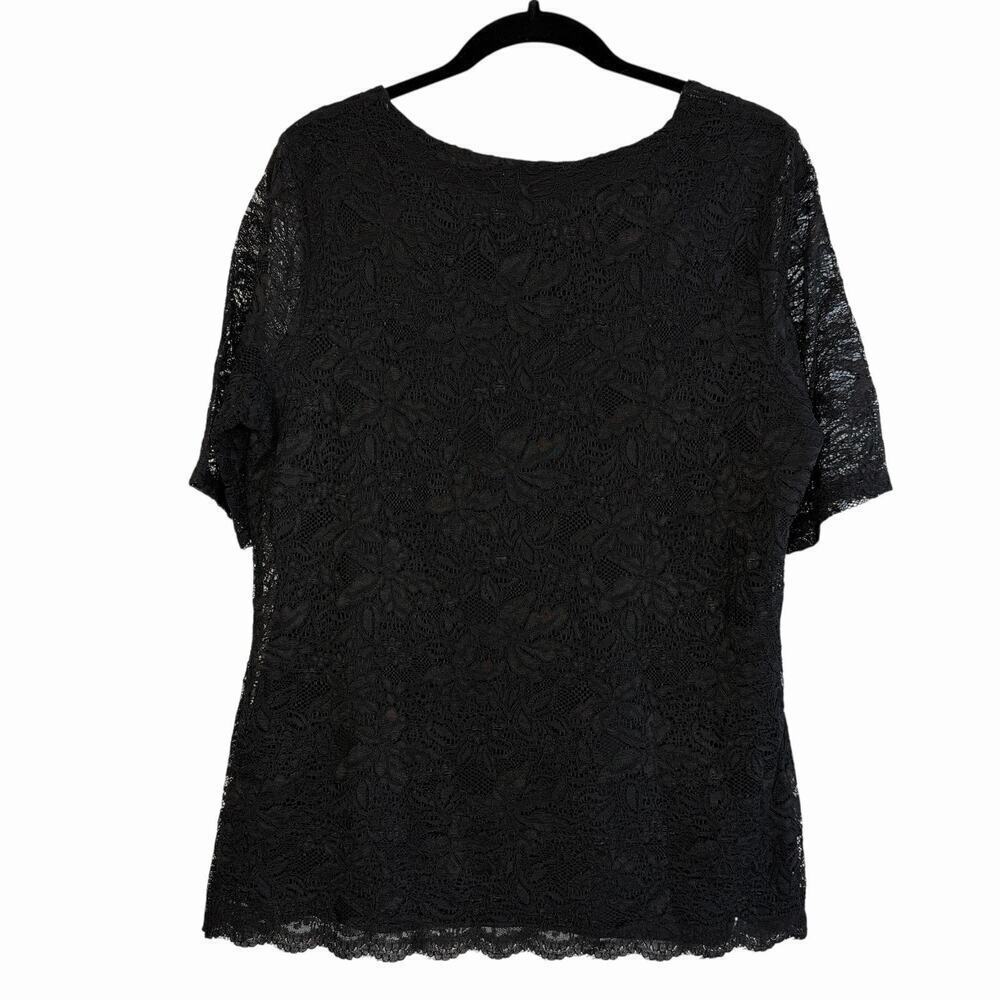 Coldwater Creek Women's Black Lace Overlay Blouse Top L/14 Date Night Event - Picture 2 of 8